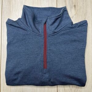 Marine Layer Weekend Sport 1/4 Zip Pullover Mens Small Blue Long Sleeve Stretch